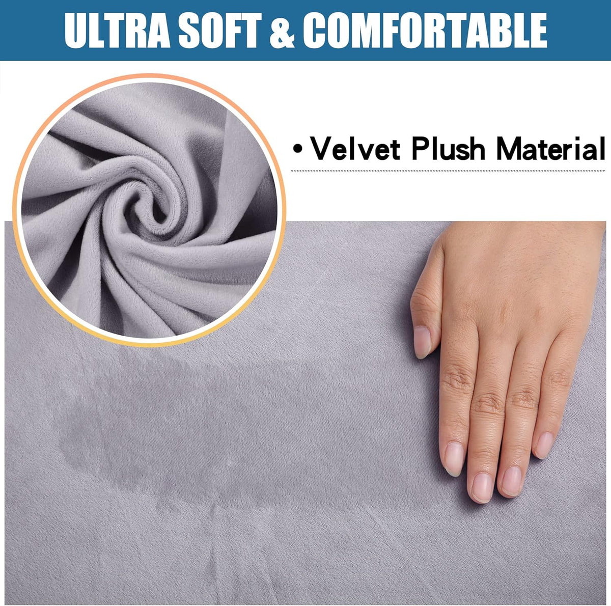 Smiry Velvet Seat Covers for Dining Room Chair Set of 6, Stretch Fit Removable Washable Chair Seat Cushion Protector Slipcovers with Ties, Light Grey