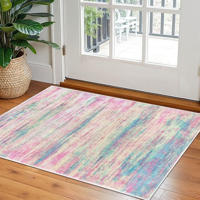 KOZYFLY Modern Abstract Small Area Rugs 2x3, Washable Indoor Front Door Mat
