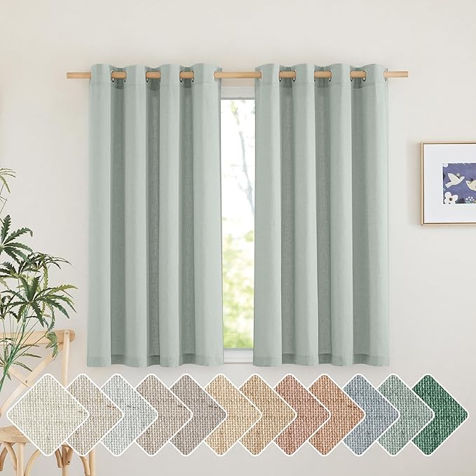 NICETOWN Linen Blend Kitchen Curtains 54 inches Long, Grommet Cafe Curtains &