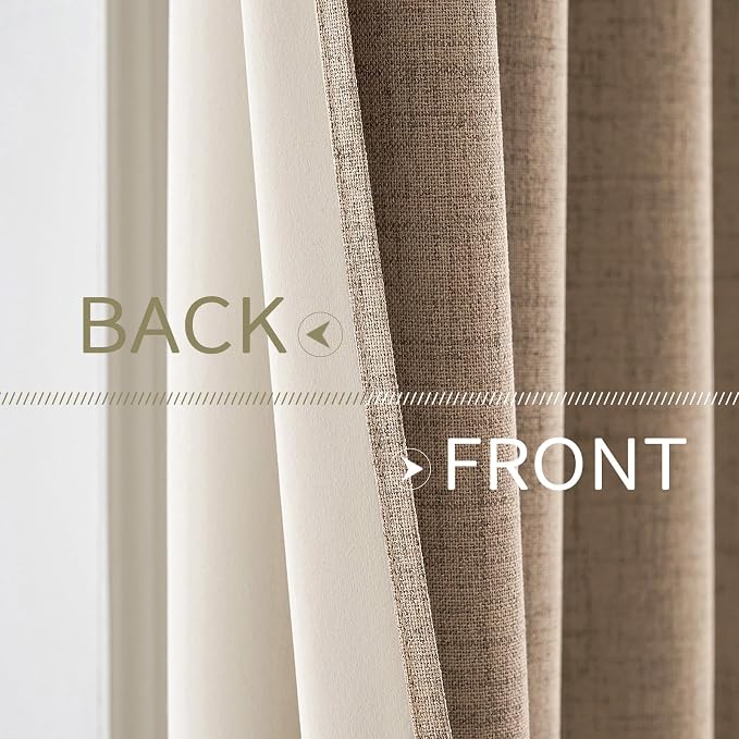 MIULEE 100% Blackout Linen Textured Curtains