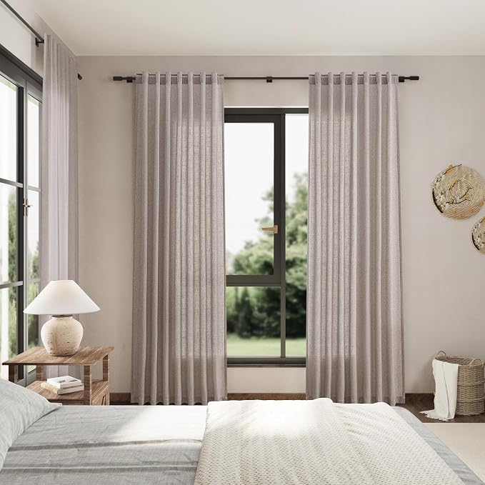 Brownish Grey Linen Curtains 84 Inches Long