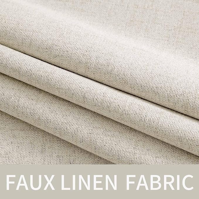 MIULEE Linen Texture Curtains for Bedroom Solid 100% Blackout Thermal Insulated
