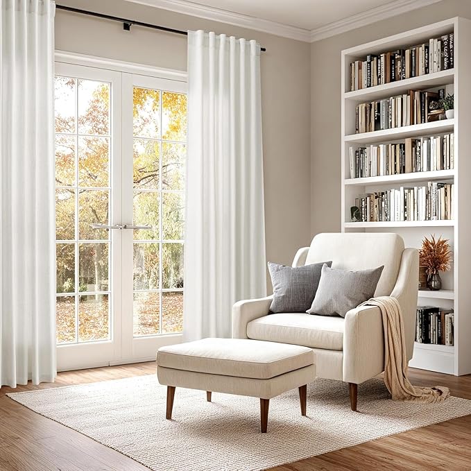 Nanspring Cream 80 inch Linen Curtains