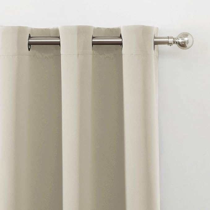 LEMOMO Light Beige Thermal Blackout Curtains/38 x 84 Inch/Set of 2 Panels Room