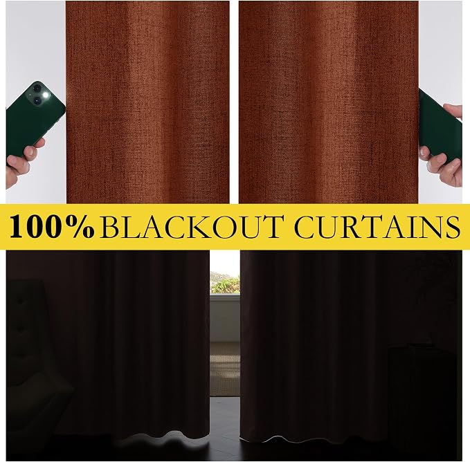 NICETOWN 100% Absolutely Blackout Linen Curtains
