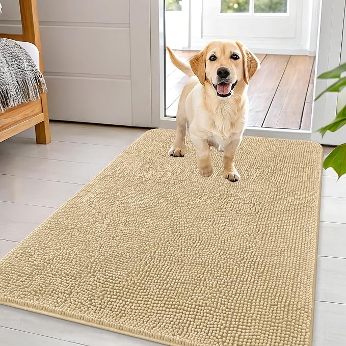 OLANLY Dog Door Mat for Muddy Paws 44x32, Absorbs Moisture and Dirt, Absorbent