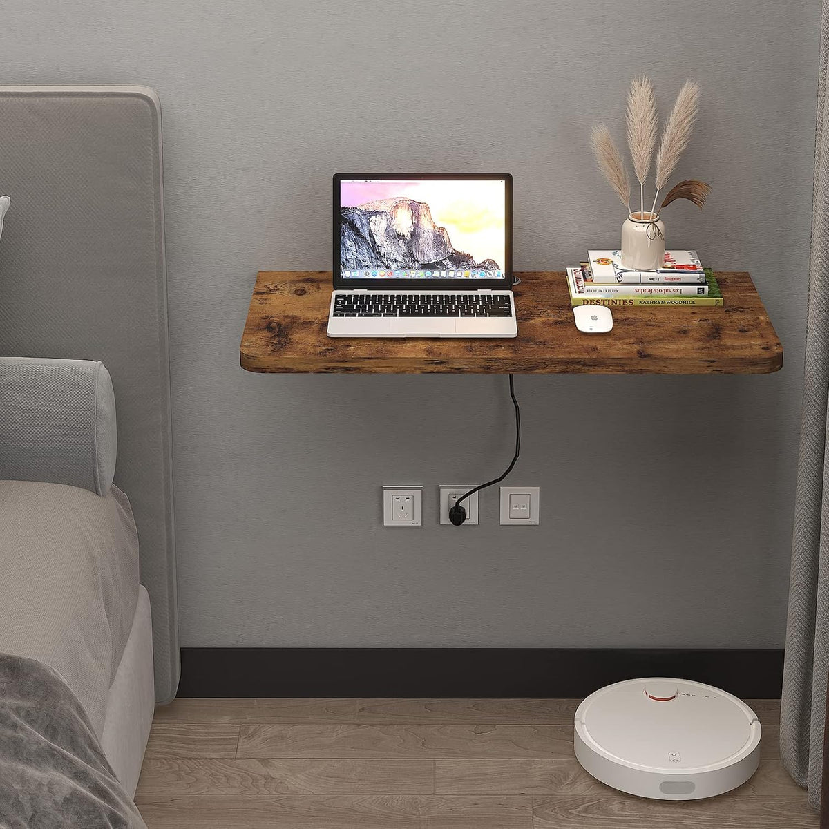Pmnianhua 31'' Rustic Brown Wall Mounted Drop Leaf Table, Folding Table, Floating Desk for Small Spaces