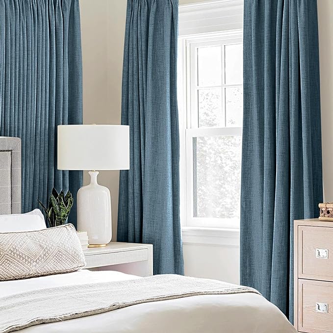 MIULEE Linen Texture Curtains for Bedroom Solid Blackout Thermal Insulated