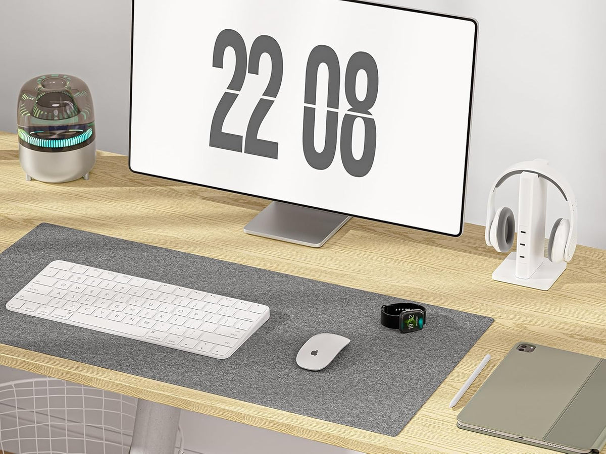 48x24 Inches Height Adjustable Electric Standing Desk with 2 Hooks for Home Office, Ergonomic Sit Stand up Desk with Splice Board, Oak