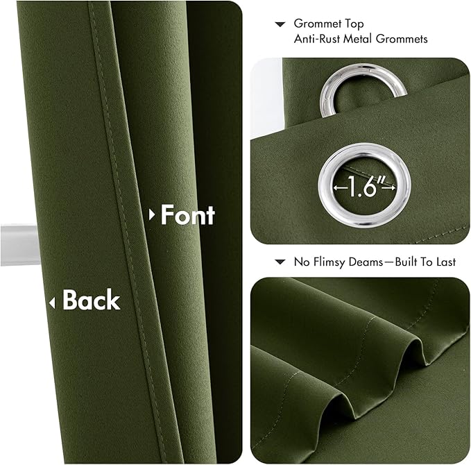 MIULEE Olive Green Blackout Curtains