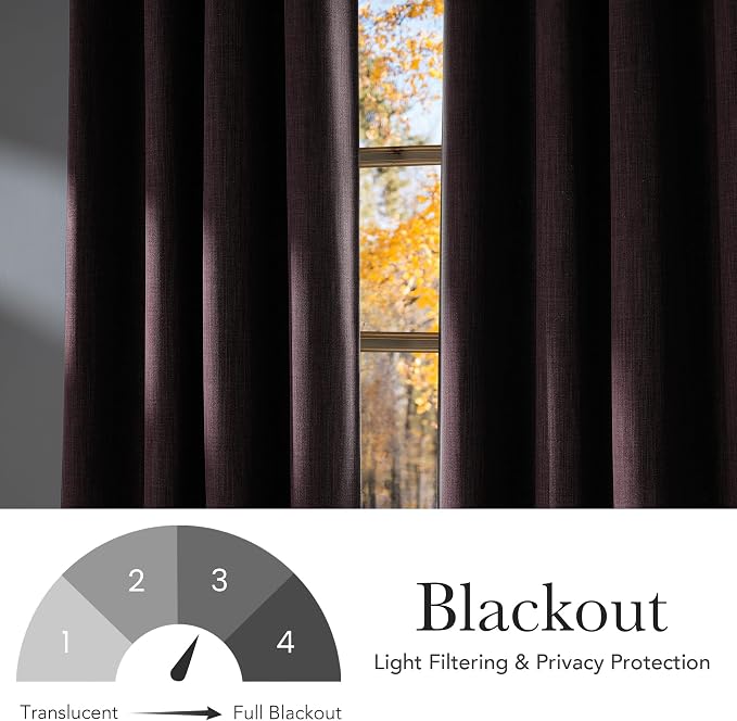 NICETOWN Faux Linen Greyish Purple Blackout Curtains 84 inches Long
