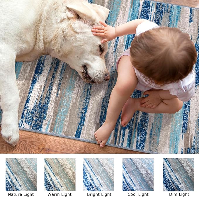 Lansny Modern Abstract Runner Rug 3x8