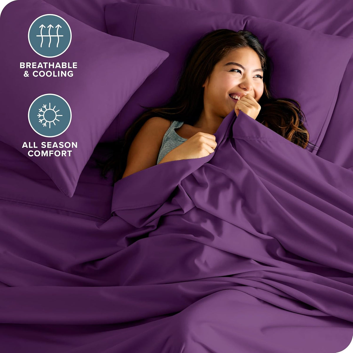 Bare Home California King Sheet Set - 1800 Ultra-Soft Microfiber Cal King Bed Sheets - Double Brushed - Deep Pockets - Easy Fit - 4 Piece Set - Bed Sheets (California King, Plum)