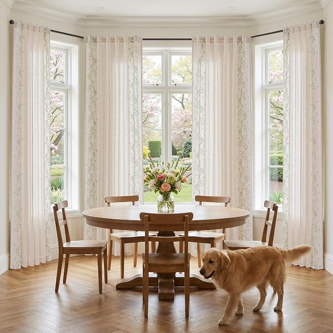 jinchan Evelyn Embroidered Linen Curtains
