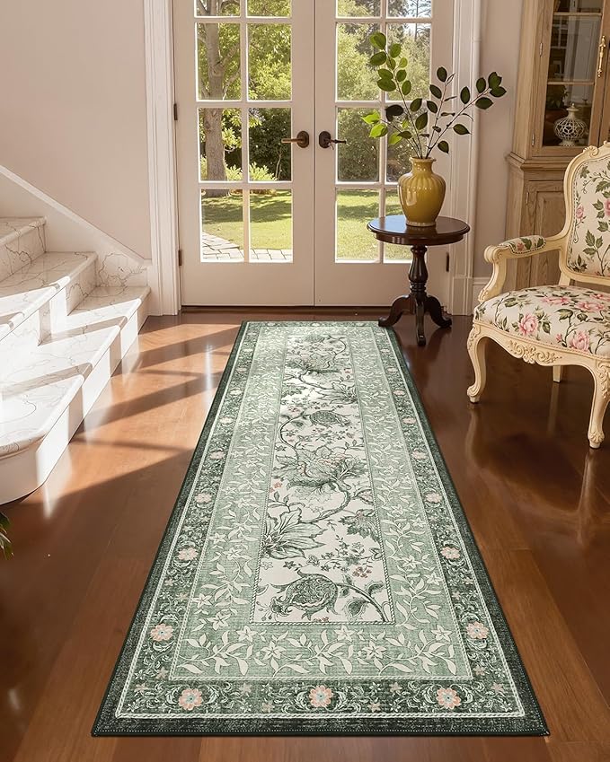 GarveeHome Sage Green 2x6 Washable Kitchen Runner Rugs Non Slip Provence
