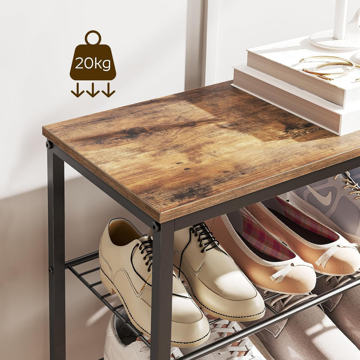 8 Tier Shoe Rack, Shoe Storage Organizer, Large Capacity Shoe Shelf Holds 32 Pairs of Shoes, Durable and Stable, for Entryway, Hallway, Closet, Dorm Room, Rustic Brown SS08BR