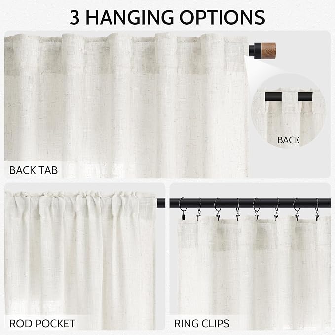 Neutral Linen Curtains 45 Inch Length