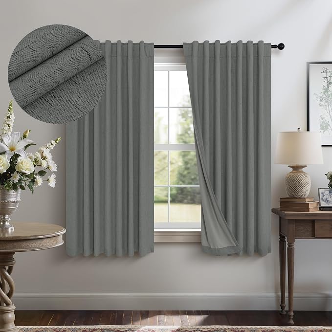 Dark Grey Thermal Curtains 54 Inch Length