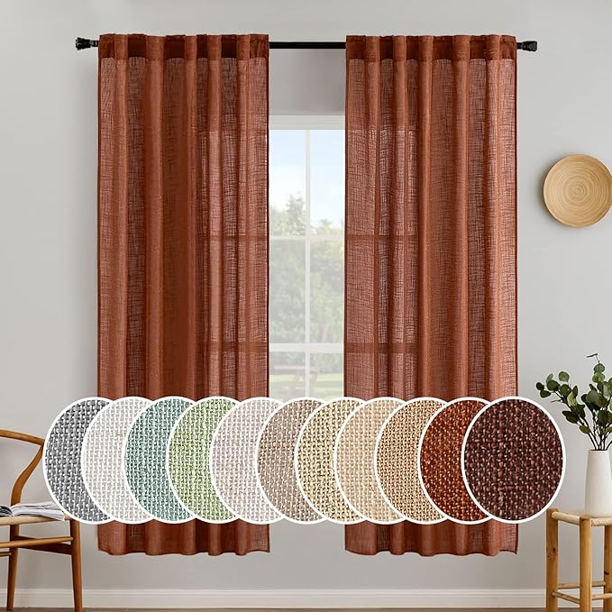 MIULEE Burnt Orange Curtains 72 Inch Length