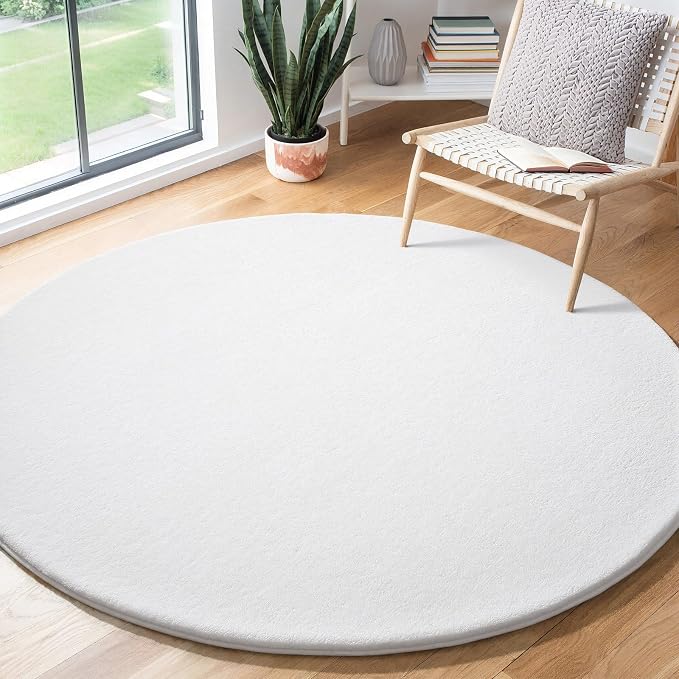 Amearea White Round Area Rugs 5ft Washable Circle Rugs
