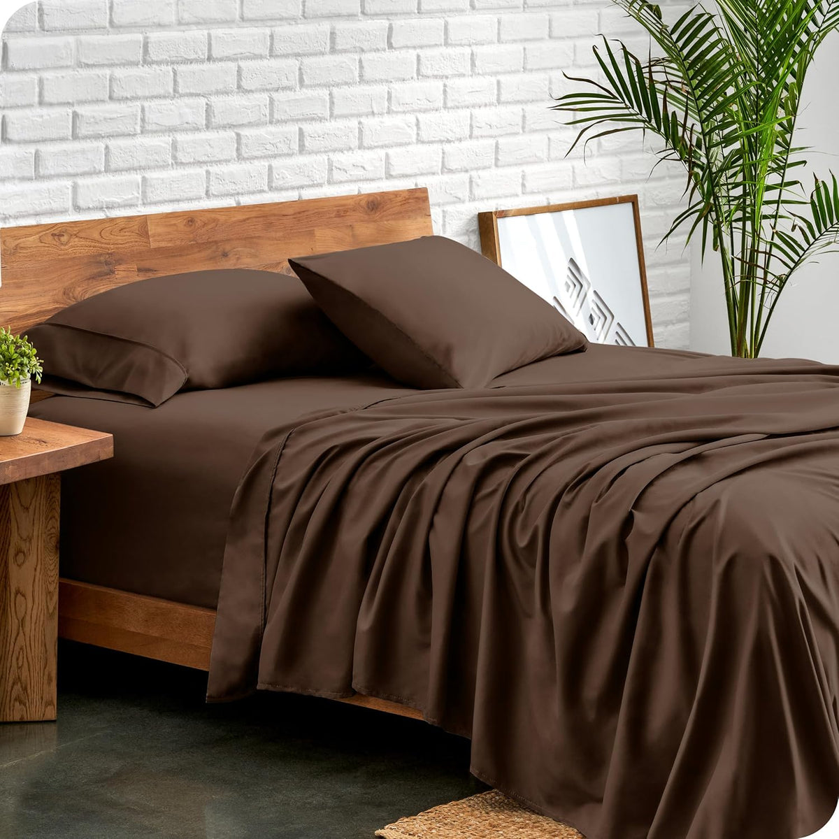 Bare Home Split King Sheet Set - 1800 Ultra-Soft Microfiber Bed Sheets - Double Brushed - Deep Pockets - Easy Fit - 5 Piece Set - Bed Sheets & Pillowcases (Split King, Cocoa)