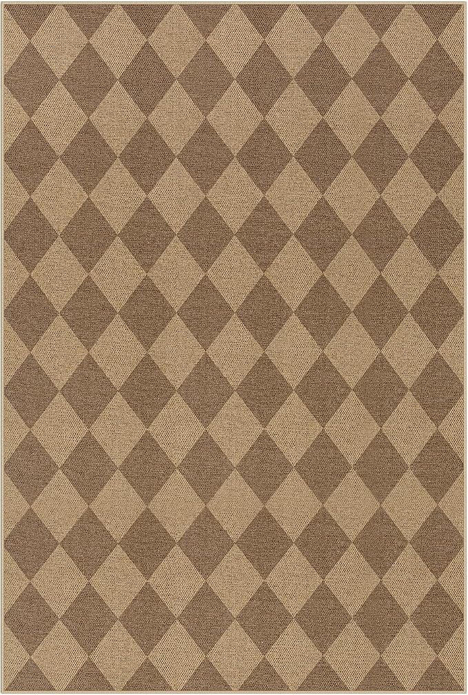 Lahome Colette Checkered Easy Jute 6x9 Rug, Large Rugs