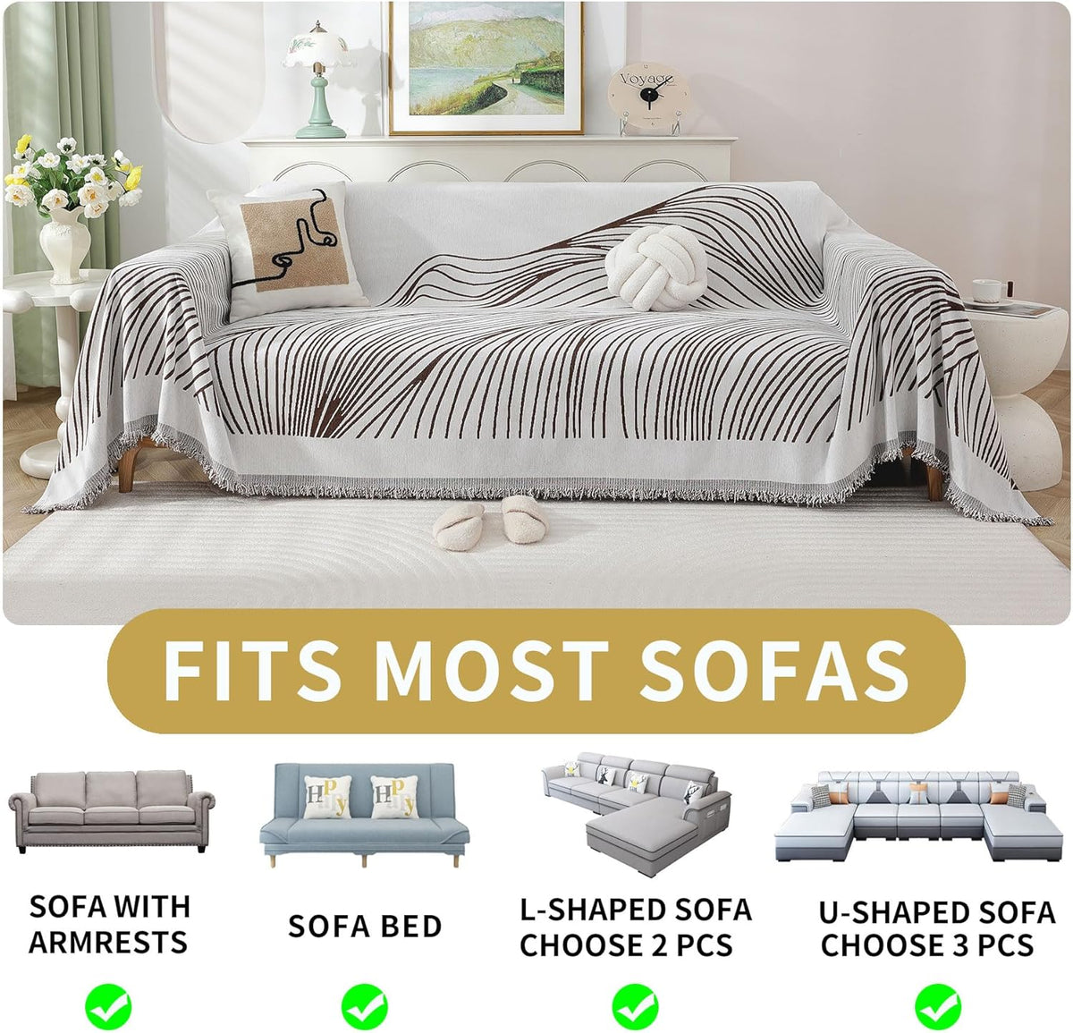 Non Slip Sofa Covers Couch Covers for 2 Cushion Couch Sofa Pet Friendly Washable Couch Covers for Sofa, Soft Thick Sectional Couch Covers L Shape Furniture Protector for Kids, Dogs 71" X102"