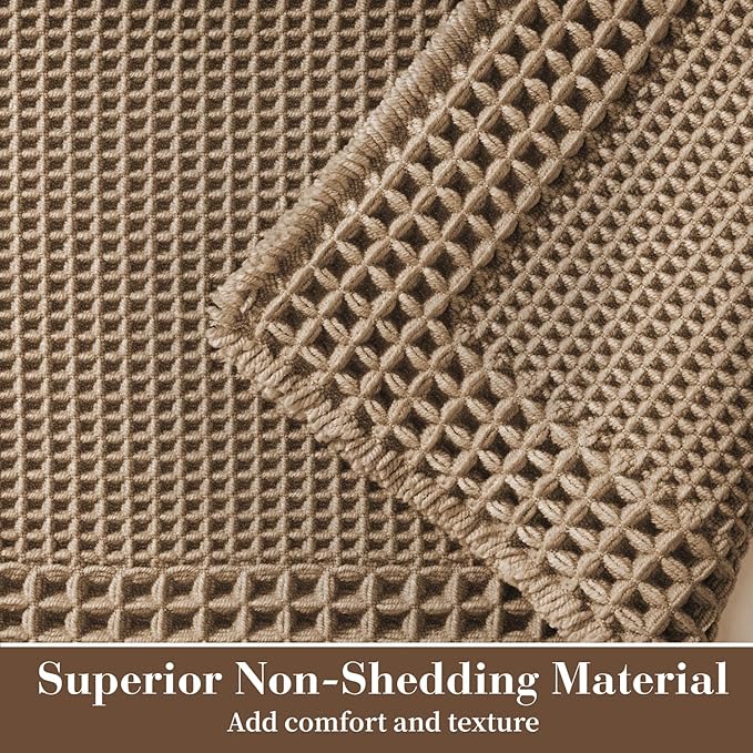 RESARE Waffle Bath Mat for Bathroom, Super Absorbent Bathroom Rugs Non Slip