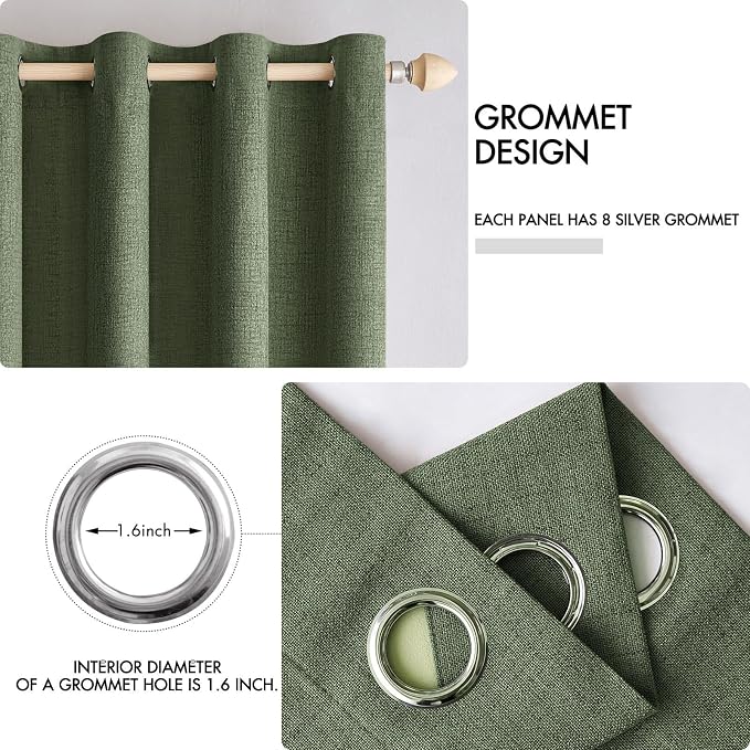 MIULEE 100% Blackout Linen Textured Curtains