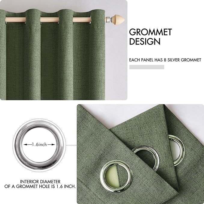 MIULEE 100% Blackout Linen Textured Curtains