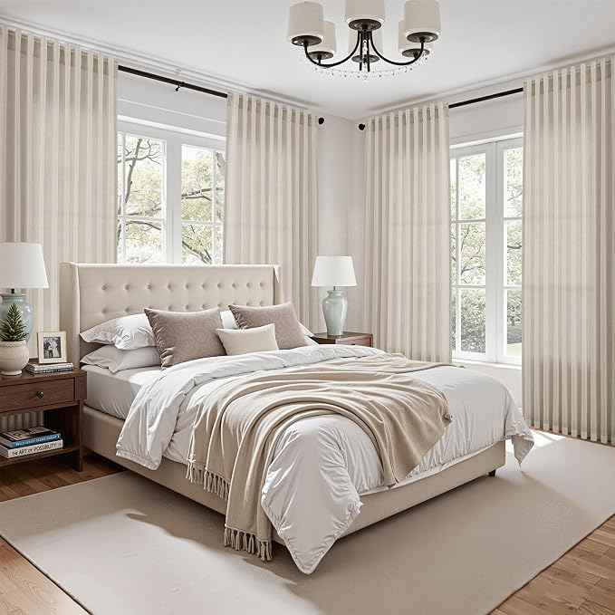 Boho Linen Curtains 80 Inch Length