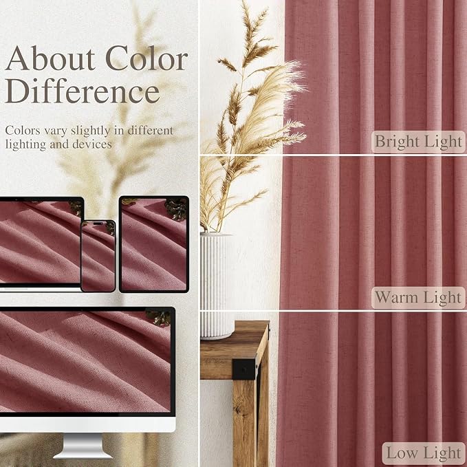 Canyon Rose Linen 112 Inch Curtains
