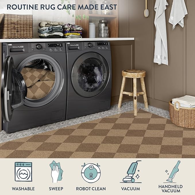 Lahome Colette Checkered Easy Jute 6x9 Rug, Large Rugs
