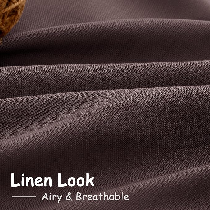 Coffee Brown Linen Curtains 84 Inch Length 2 Panels