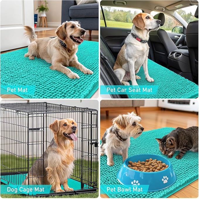 OLANLY Dog Door Mat for Muddy Paws 47x17, Absorbs Moisture and Dirt, Absorbent