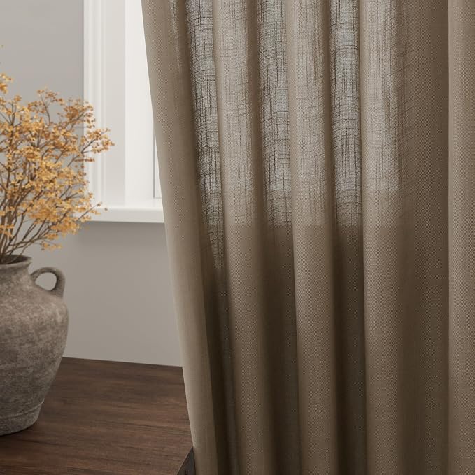 Dark Taupe Linen Curtains 96 Inches Long