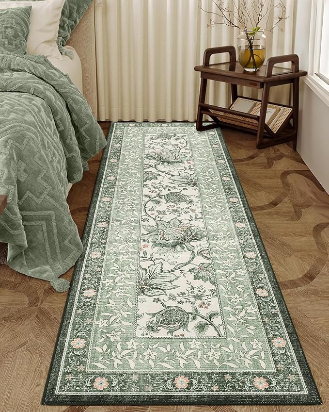 GarveeHome Sage Green 2x6 Washable Kitchen Runner Rugs Non Slip Provence