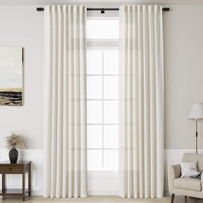 Cream Linen Curtains 137 Inches Long