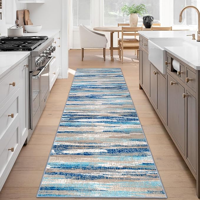 Lansny Modern Abstract Runner Rug 3x8