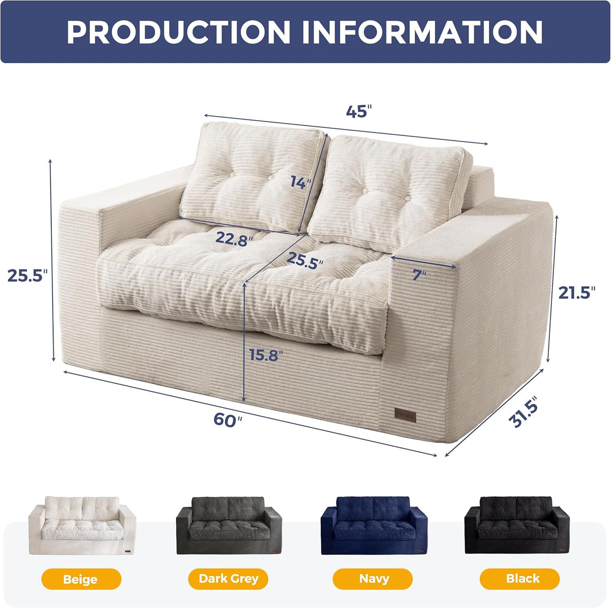 MAXYOYO Bean Bag Chair for Adults, Upholstered Floor Sofa with Armrests, Loveseat Boneless Couch with Tufted Cushion & Backrest, Sofa in A Box, Large Bean Bag Couch for Bedroom Living Room, Beige