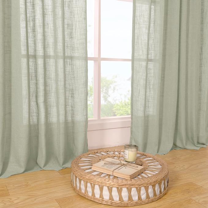 LAMIT Light Filtering Linen Curtains 72 inches Long