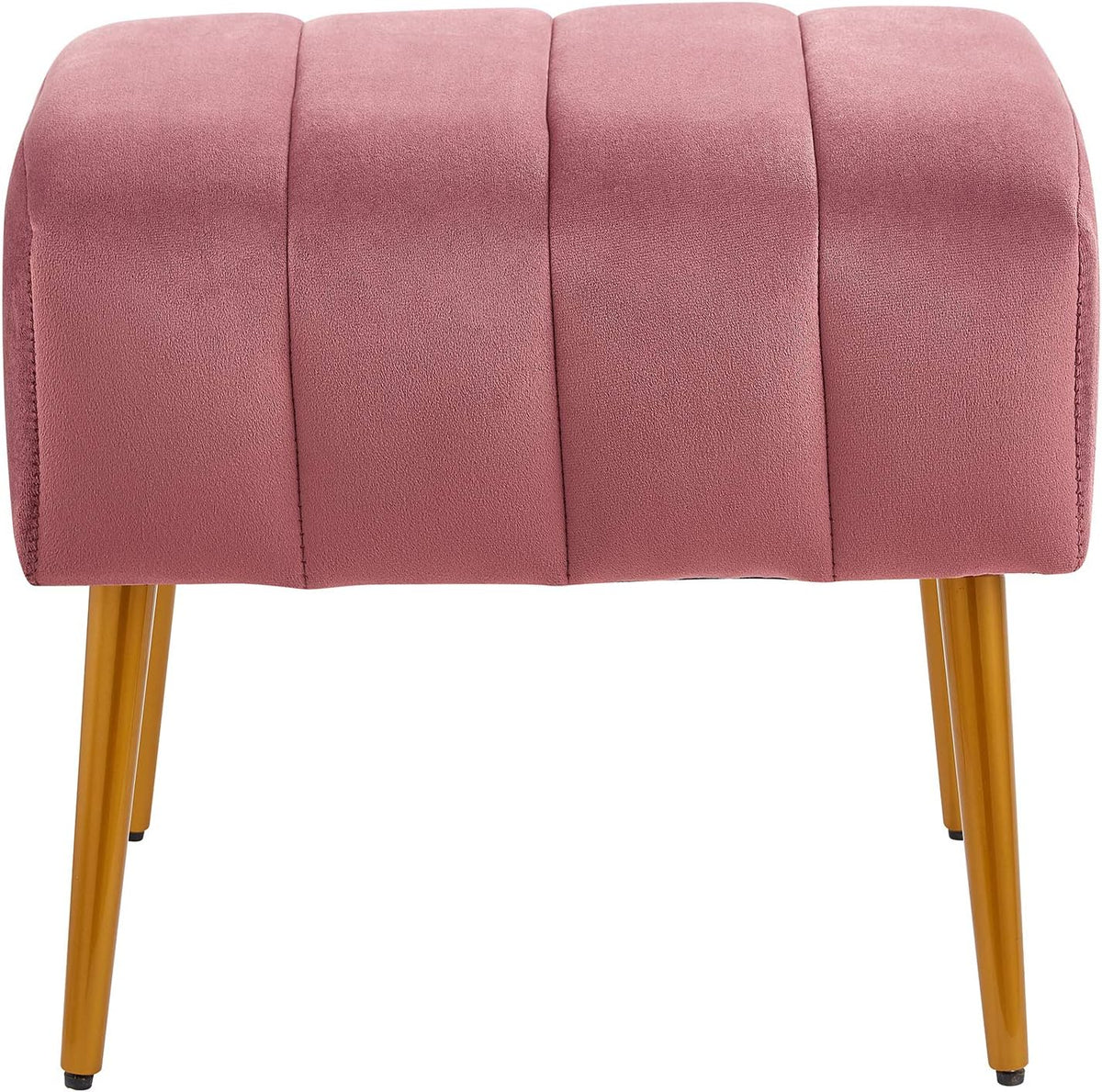 Ball & Cast Upholstered Velvet Ottoman,Footrest 18"W x 15.75"D x 17.5"H Rose,Golden Powder Coating Legs Set of 1