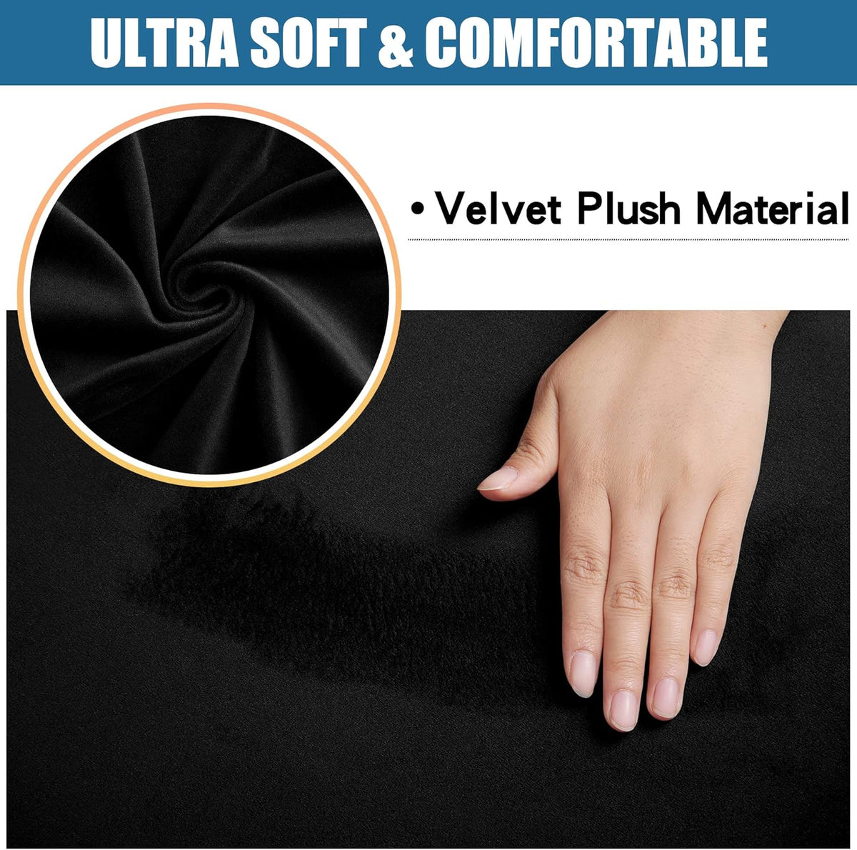 Smiry Velvet Seat Covers for Dining Room Chair Set of 2, Stretch Fit Removable Washable Chair Seat Cushion Protector Slipcovers with Ties, Black