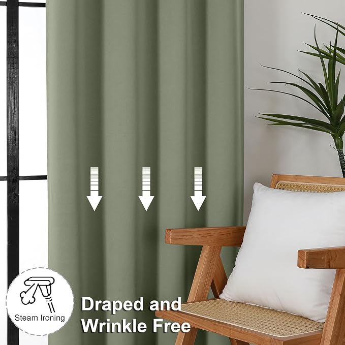 Simplebrand Ava Sage Green Short Blackout Curtains