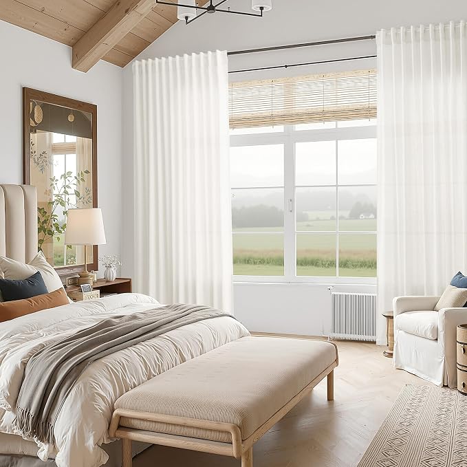 Neutral Linen Curtains 45 Inch Length