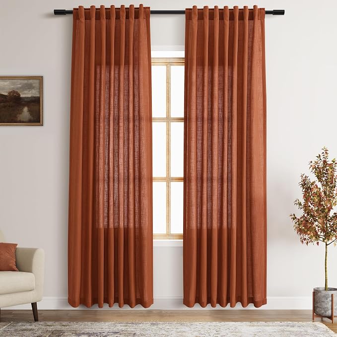 Nanspring Terracotta Curtains 80 Inches Length
