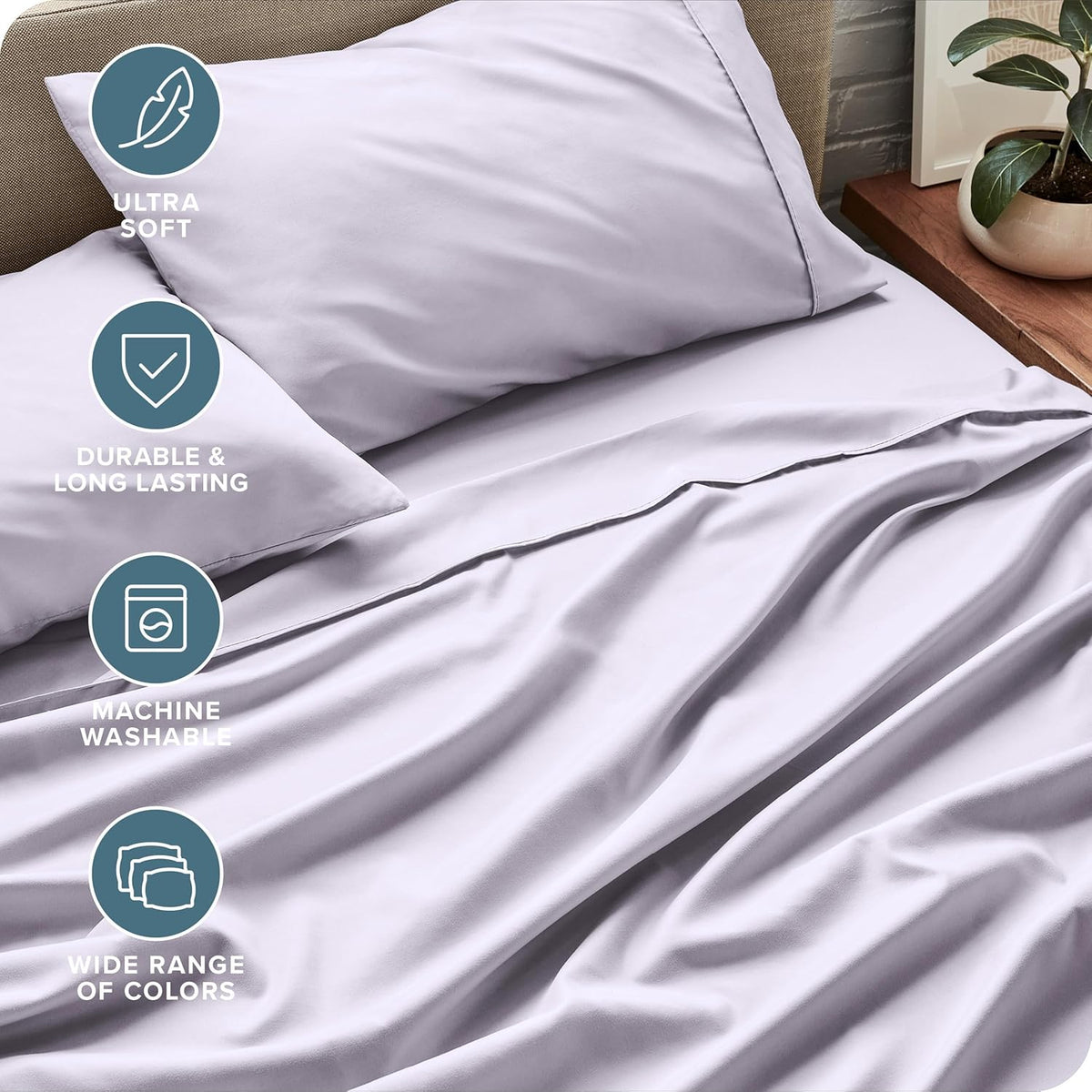Bare Home Twin XL Sheet Set - 1800 Ultra-Soft Microfiber - Double Brushed - Deep Pockets - Easy Fit - 3 Piece Set - Bed Sheets (Twin XL, Light Lavender)