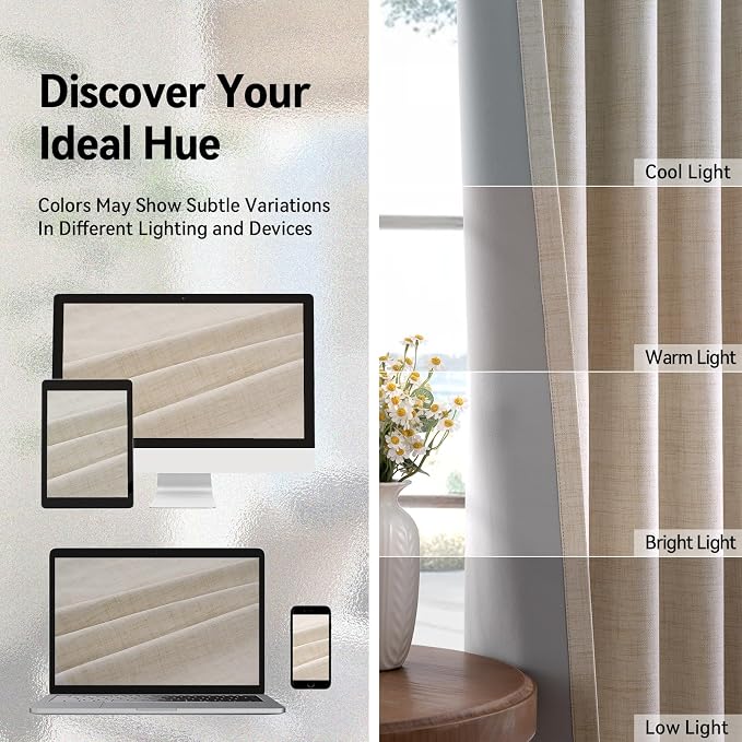 100% Blackout Shield Linen Blackout Curtains