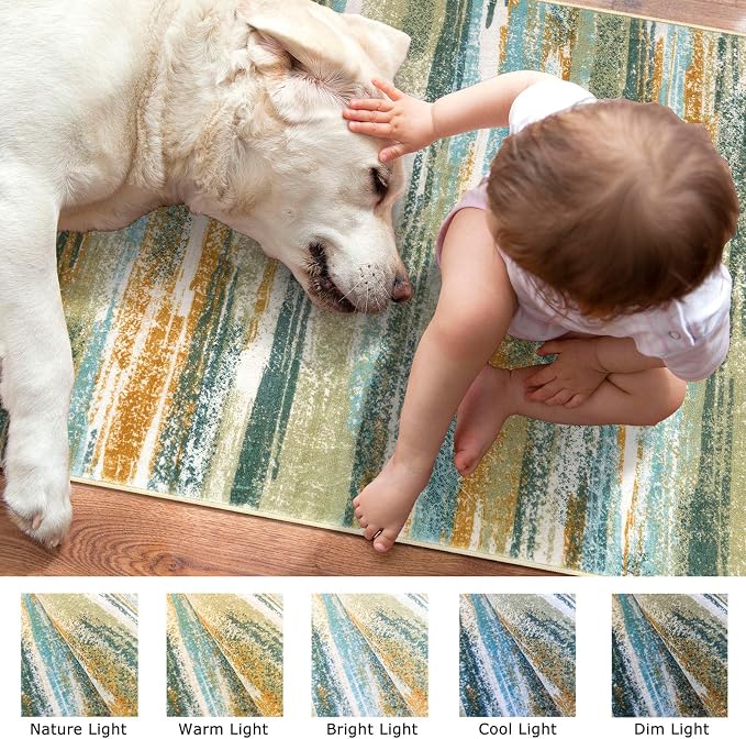 Lansny Modern Abstract Runner Rug 3x10