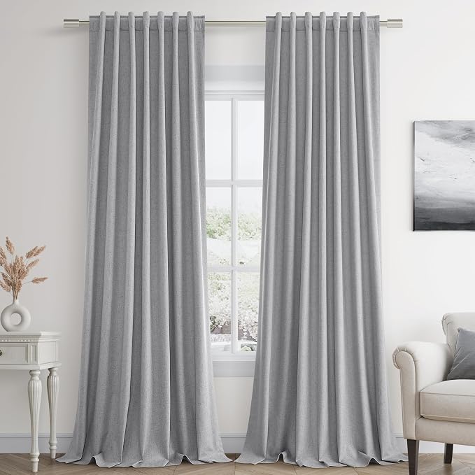 Guken Grey 100% Blackout Curtains 84 Inch Length 2 Panels Set